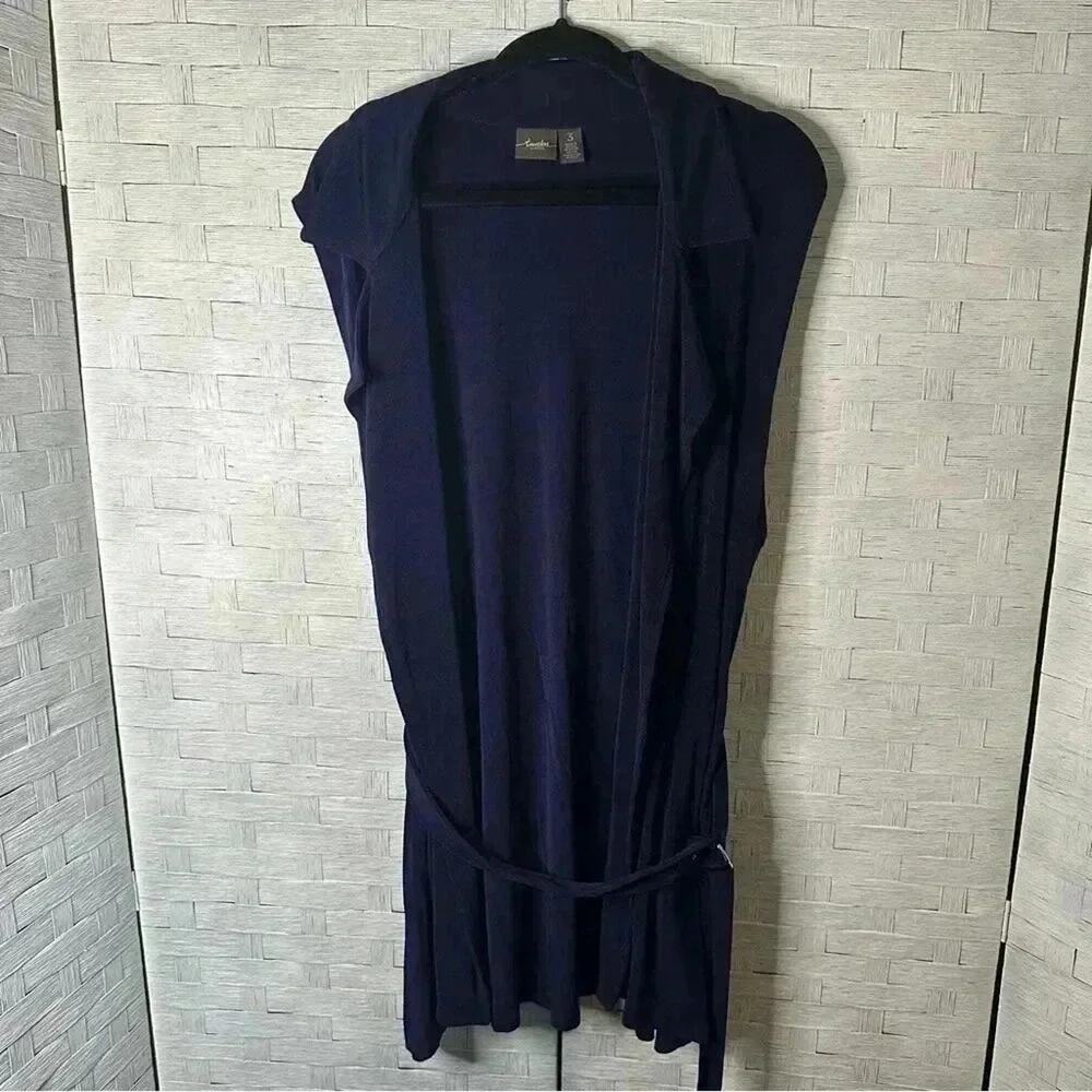 Chico's Traveler's Purple Sleeveless Belted Jacket Vest Lagenlook layering look